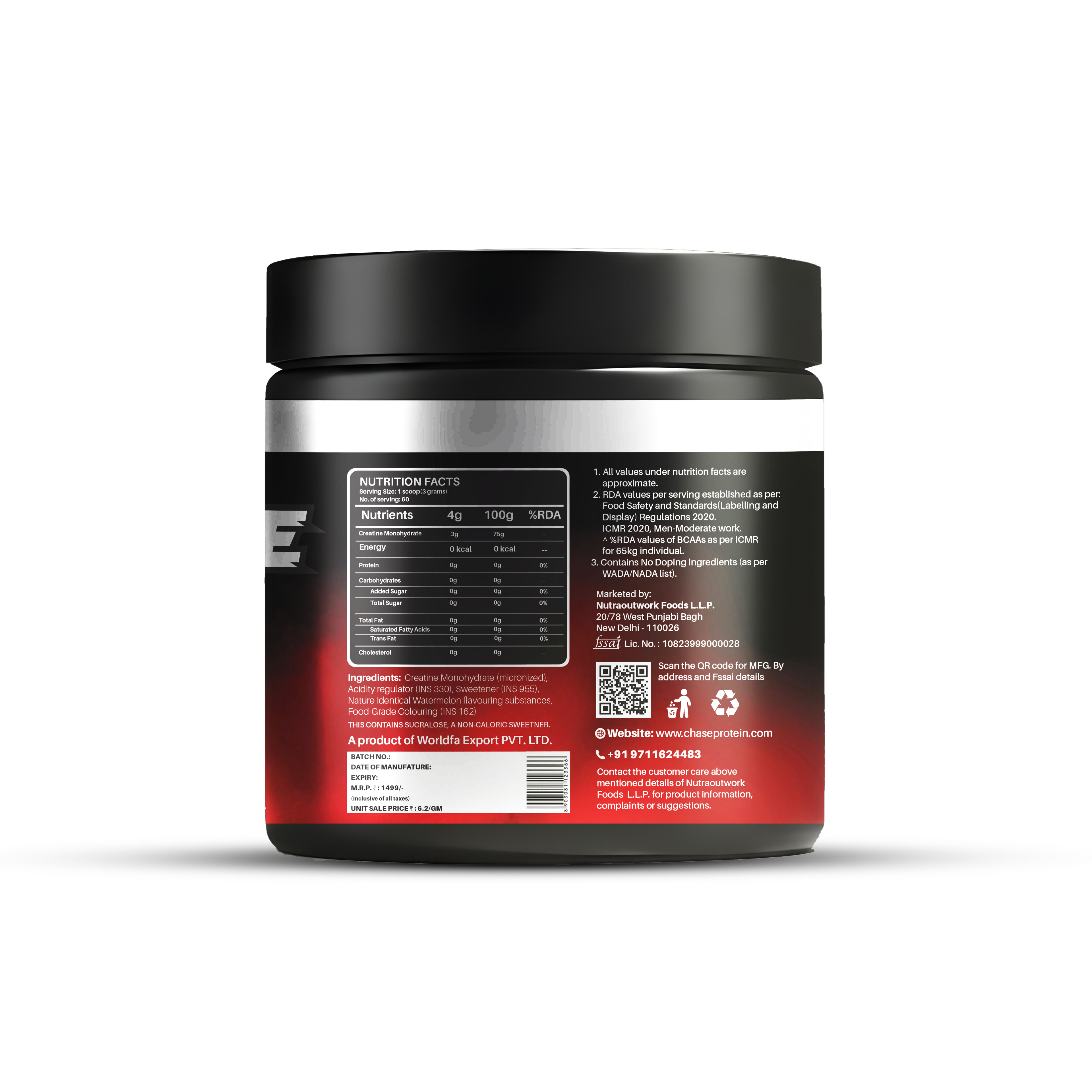 Chase Protein Watermelon Candy Creatine Monohydrate Powder