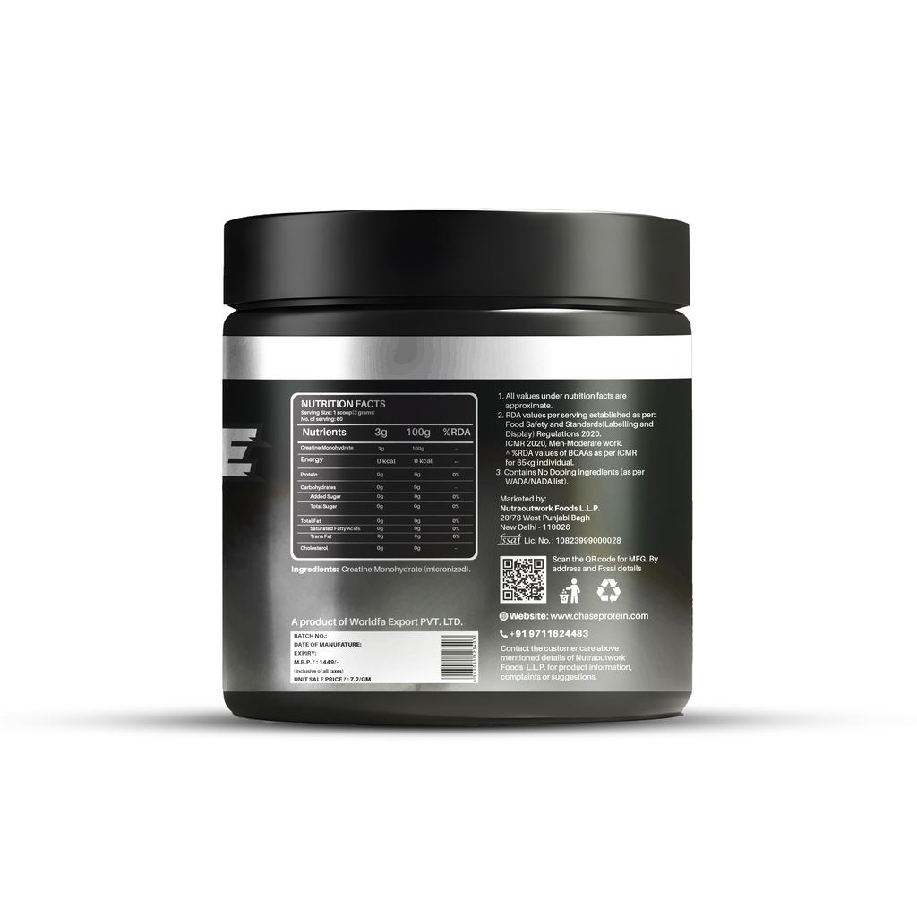 Chase Protein Unflavoured  Creatine Monohydrate Powder
